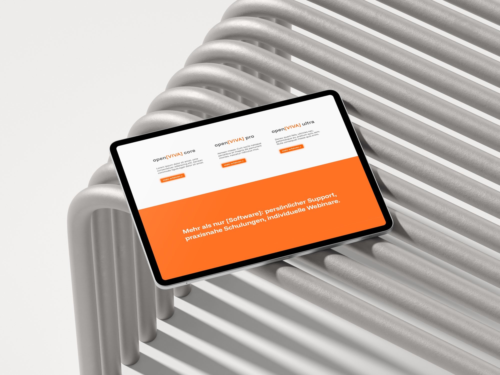 open[VIVA] packages core, pro and ultra on a tablet